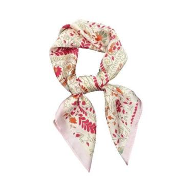 Imagem de Lenço De Seda Rosa Floral 70cm Para Mulheres, Elegante E Versátil, Len