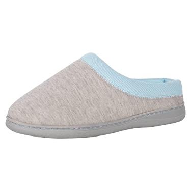 Imagem de Hanes Pantufas femininas de malha waffle macia com sola interna/externa, cinza/azul, GG, Cinza/azul, X-Large