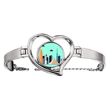 Imagem de N/A N/A Bracelete China Hangzhou com contorno de marco coração joia pulseira de arame, medium, metal
