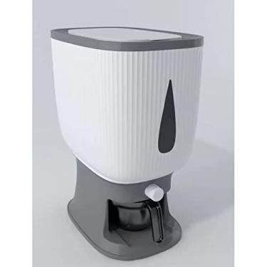 Imagem de recuperação automática de grande capacidade de 10 kg,Dispensador de arroz doméstico, recipiente de armazenamento de grãos com copo, recipientes de armazenamento (Grey)
