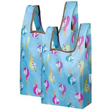 Imagem de Wrapables Saco de compras reutilizável JoliBag Collection (conjunto com 2), Petiscos de unicórnio, Set of 2, Sacola de compras reutilizável Jolibag Collection (conjunto de 2)