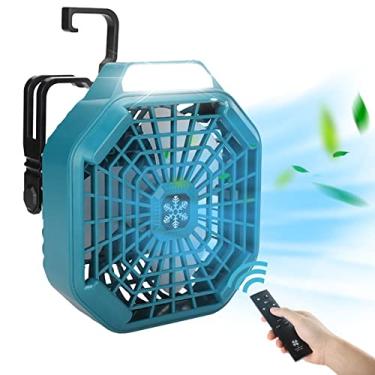 Imagem de Taingwei Ventilador sem fio com controle remoto para bateria Makita 18V, ventilador de acampamento com 3 configurações de velocidade de eficiência energética e luz LED regulável (somente ferramenta)