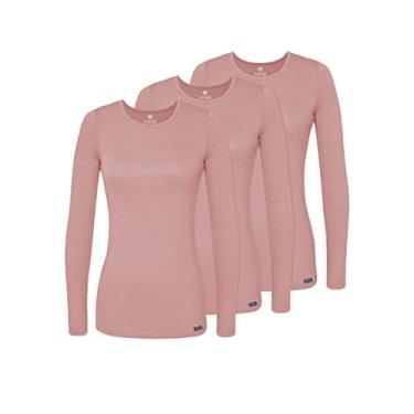 Imagem de Pacote com 3 cuecas Adar Underscrubs para mulheres – Camiseta confortável de manga comprida, Blush, Small