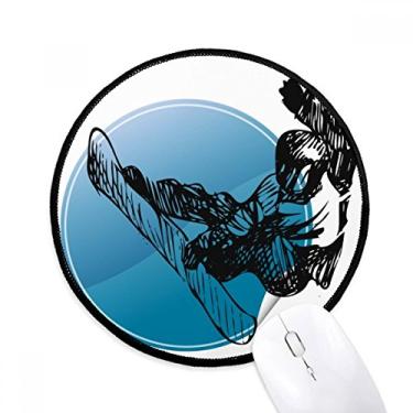 Imagem de Tapete de mouse pad de esqui de esportes de inverno para mesa de escritório tapete redondo para computador