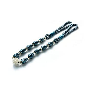 Imagem de Simples pérola laços de cortina laços de cortina porta-cortinas, Peacock Blue, 2 PCS