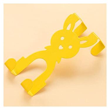 Imagem de KIZQYN Ganchos de casaco Rack de casaco em forma de coelho Gancho traseiro Criativo Arte de ferro sem costura Gancho de costas Sem costura Gancho de casaco sem pregos Gancho de casaco montado na parede (Cor: Amarelo)