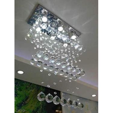 Imagem de Lustre para mesa de jantar retangular, Base De Inox 50x21,5 cm Torre de 3 Camadas Lustre para mesa de jantar retangular,