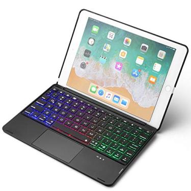 Imagem de Compatível com iPad 8 iPad 7 iPad Air 3 iPad Pro 10.5 case teclado touchpad , teclado retroiluminado de 7 cores com touchpad, iPad 10,2 polegadas 10,5 polegadas teclado sensível ao toque capa ( iPad8/iPad7/Air3/Pro10.5, Preto)