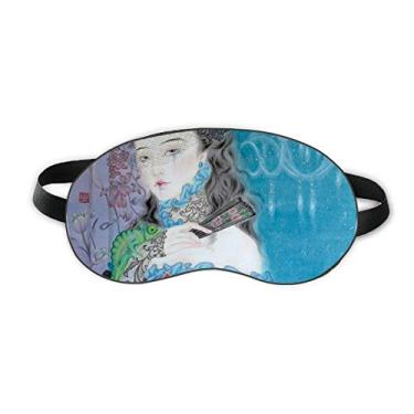 Imagem de Blue Classical Girl Chinês Estilo Aquarela Sleep Eye Shield Soft Night Blinfold Shade Cover