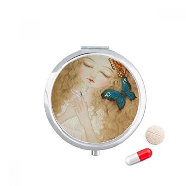 Imagem de Caixa de comprimidos de pintura chinesa Dress Butterfly Pretty Girl com bolso para armazenamento de remédios