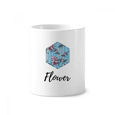 Imagem de Rhododendron Suporte para caneta com suporte de cerâmica para desenho de planta e escova de dentes