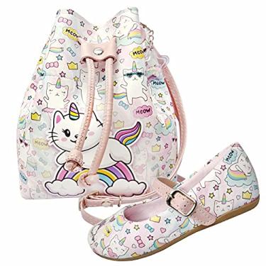 Imagem de Kit Infantil Feminino Sapatilha e Bolsa Gatinho Arco-Íris, Magicc Kids