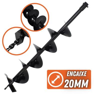 Imagem de Broca em Ferro 80x15cm Com Encaixe de 20mm e Pino Trava Para Perfurador de Solo Branco...