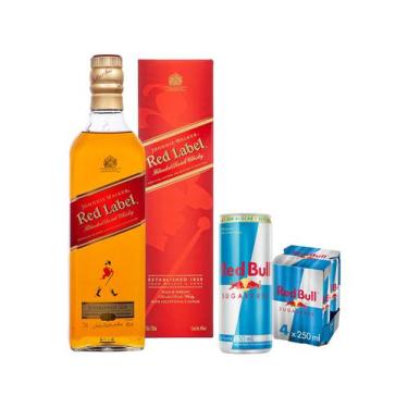 Imagem de Kit Whisky Johnnie Walker Red Label Escocês - 750ml + Energético Red B