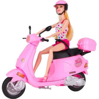 Imagem de Boneca Na Scooter Motocicleta Fashion Moto Grande 30cm - Goal Kids