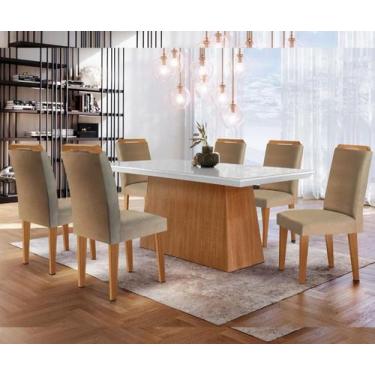 Imagem de Sala De Jantar Completa Mesa Luna 180X80cm Mdf/Vidro 6 Cadeiras Athena