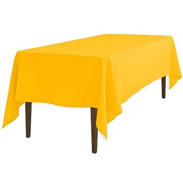 Imagem de LinenTablecloth Toalha de mesa retangular de poliéster, 152 cm x 326 cm, dourado
