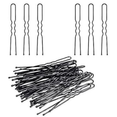 Imagem de DNHCLL 100PCS Black Metal U-Shape Bobby Pins Curved Bun Hair Clip,Special Hair Pin Of The Studio for Girls Women and Hairdressing Salon,Is Used To Add Coarse Fixed Tool