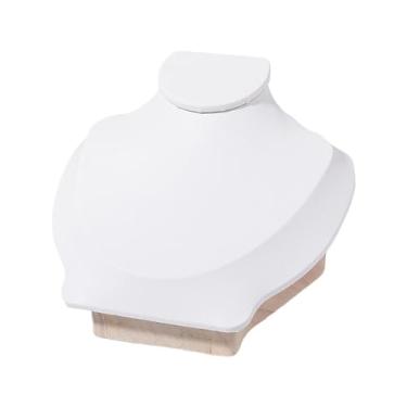 Imagem de Fancyes Jóias busto colar busto pingente corrente organizador de madeira jóias busto suporte colar manequim exibição para lojas de varejo feminino, branco