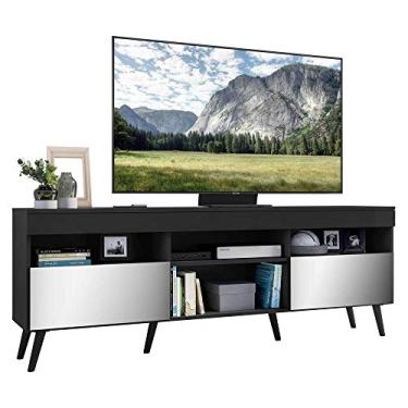 Imagem de Rack Retrô com Espelho para Tv até 65" Multimóveis Paris Fg3332 com 2 Portas Preto