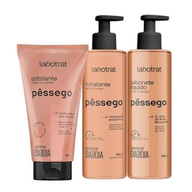 Imagem de Kit Experiência de Banho LABOTRAT Pêssego Esfoliante 150g + Hidratante 190ml + Sabonete Líquido 190ml