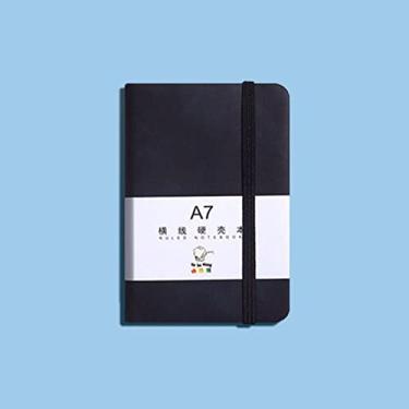 Imagem de BYBYCD Caderno portátil com bolso, bloco de notas, agenda, caderno de esboços, organizador de agenda, memorandos A6/A7, 96 folhas (A7, preto)
