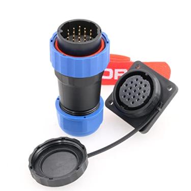 Imagem de DRRI SD28 Flange quadrada de 19 pinos à prova d'água IP68 Aviação desconexão rápida anteparo plugue macho soquete fêmea com parafusos para dispositivo de motor