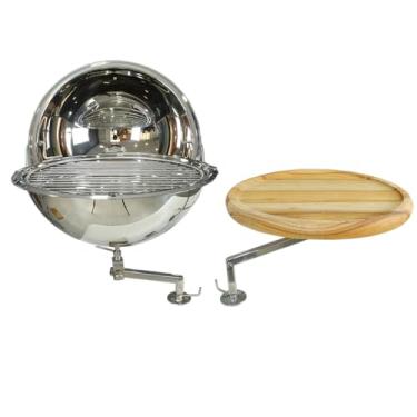 Imagem de Churrasqueira de Costado Overboat Inox 304 com Suporte Duplo Ajustável e Tábua | Estação Gourmet para Lanchas e Barcos - Modelo CT-320