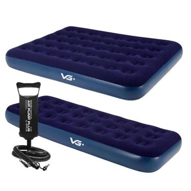 Imagem de Kit 1 Colchão Inflável Casal e Solteiro Flocked Comfort com Bomba Manual Vg Plus