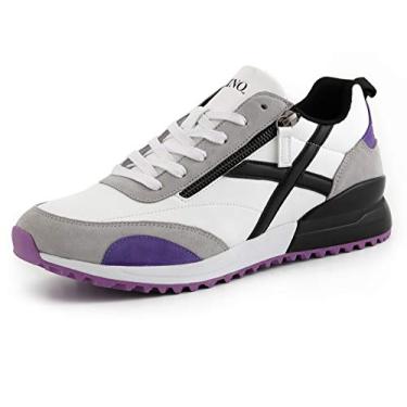 Imagem de Mazino Tênis masculino de cano baixo masculino casual com cadarço, Roxa, 42