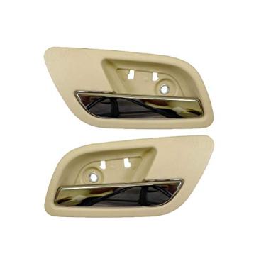 Imagem de PT Auto Warehouse GM-2545ME-RP - Maçaneta interna interna interna, caixa bege (cinzelo) com alavanca cromada - Par traseiro esquerdo/direito