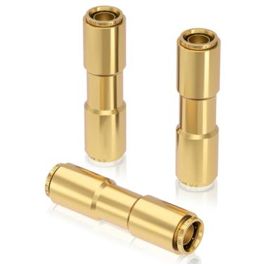 Imagem de CheeMuii 1/4 latão DOT Air Line Fitting 3 PCS Straight Union Quick Connect Fittings 1/4 Mangueira de ar DOT Acessórios de ar para Semi Caminhão Trailers Sistema de Ar da Indústria