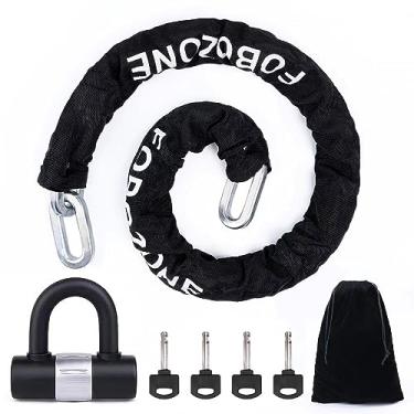 Imagem de Cadeado de corrente resistente, com trava em U, corrente: 120 cm de comprimento x 12 mm de diâmetro, feito de aço manganês, não corrosivo, durável, protetor de objetos de valor