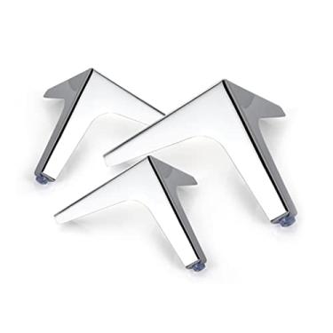 Imagem de Hyever Pernas de sofá de metal, pernas de substituição de móveis, pés de sofá dourados, conjunto de 4 pés de armário triangulares resistentes (branco 15 cm)