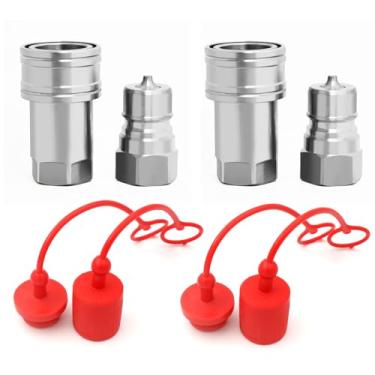 Imagem de Acoplador hidráulico NPT Ag ISO 7241-A 3/8, acoplamento hidráulico de trator CEKER Poppet Pioneer Style Hydraulic Quick Connect, Válvula Poppet de aço carbono, conjunto com 2