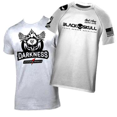 Imagem de Kit 2x Camisa Esportiva  Branca Black Skull + Camisa Branca Darkness Integralmedica-Unissex
