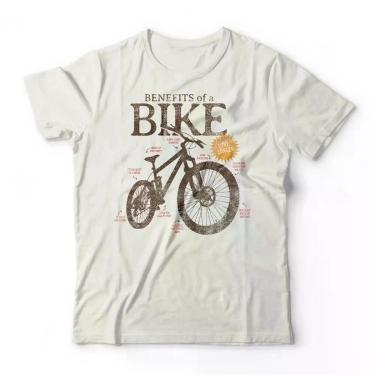 Imagem de Camiseta Benefits Of A Bike Studio Geek Casual Off White-Masculino