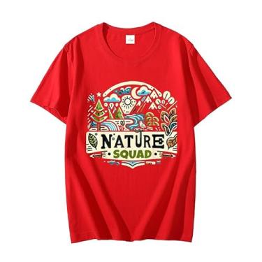 Imagem de Camiseta Nature Lover Squad Nature Shirts for Naturalists Fashion Graphic Unissex Camiseta Manga Curta, Vermelho, XXG