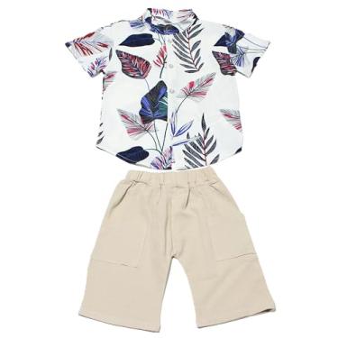 Imagem de O conjunto de camisa e shorts com estampa floral para bebês/bebês apresenta uma camisa estampada em várias cores e cáqui. Roupas de bebê, Multi, M