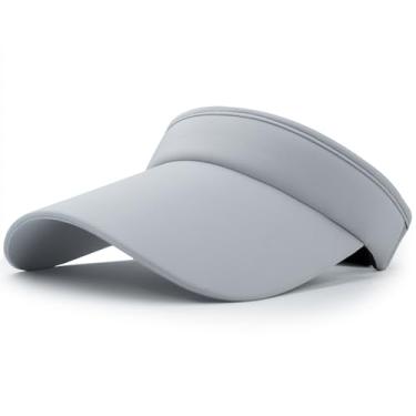 Imagem de Pacote com 2 chapéus esportivos com viseira de sol aba larga verão proteção UV clipe na viseira esportes ao ar livre praia golfe tênis feminino masculino, Cinza, Tamanho Único