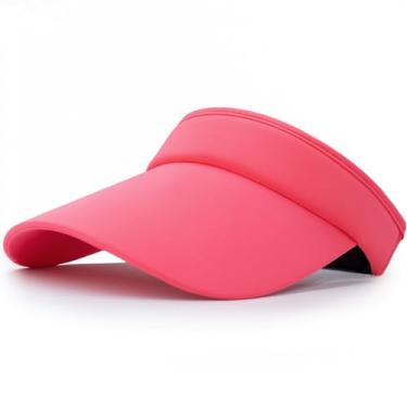 Imagem de Pacote com 2 chapéus esportivos com viseira de sol aba larga verão proteção UV clipe na viseira esportes ao ar livre praia golfe tênis feminino masculino, Vermelho rosa, Tamanho Único