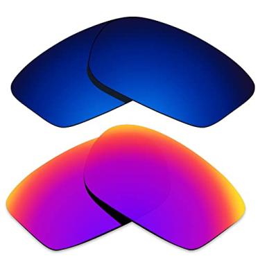 Imagem de Alphax 2 pares de lentes polarizadas de substituição para óculos de sol Oakley Chainlink OO9247 - Deep Water + Midnight Sun