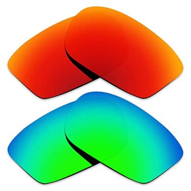 Imagem de Alphax 2 pares de lentes polarizadas de substituição para óculos de sol Oakley Chainlink OO9247 - vermelho + verde