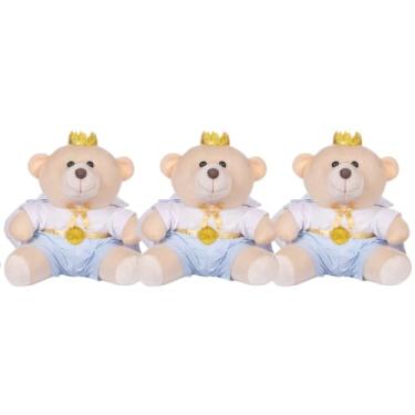 Imagem de Trio De Ursos 18cm Para Nicho Decoração Menino Príncipe Azul Claro Bebê Baby Decoração Quarto Festa Pelúcia Presente