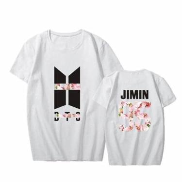 Imagem de Camiseta K-pop J-Hope Jin Jungkook Jimin RapMonster Su-ga V Unissex Camiseta Estampada Camiseta de Algodão Merch, Branco 2, 3G