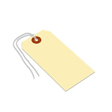 Imagem de SmartSign Etiquetas de envio em branco com cordas de laço pré-anexadas, tamanho 5, pacote com 1000, etiqueta de cartão Manila de 10 pontos de espessura, etiquetas de pendurar de papel de 12 x 6 cm com