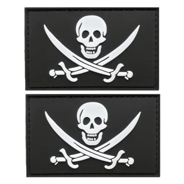 Imagem de Patch de bandeira de pirata Jack Rackham Pirata Jack Rackham de borracha PVC para chapéus, bolsas táticas, jaquetas, remendo de roupas do time militar (pacote com 2)