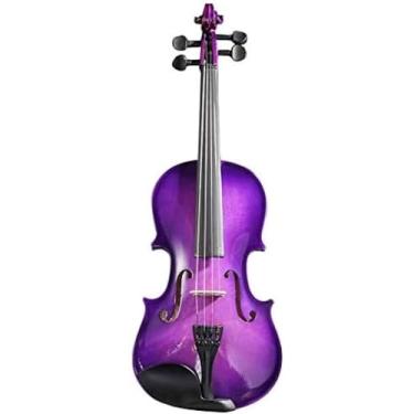 Imagem de Violino roxo para iniciantes, exame para prática de violino em tamanho completo, conjunto de violino para iniciantes com har, 1/8