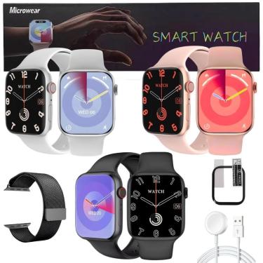 Imagem de Kit Smartwatch W29s Serie 9 45mm Lançamento C/Ilha Dinamica + Acessorios Extra Masculino Feminino-Unissex