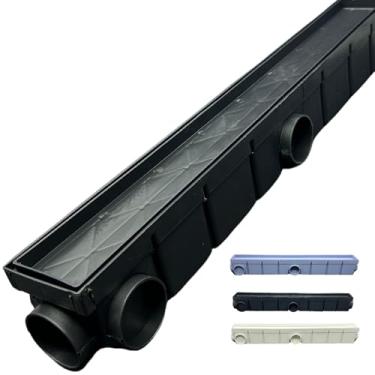 Imagem de Ralo Linear 50cm Cola piso oculto invisível com caixa coletora de água pluvial sifonada branco preto e cinza (Preto)